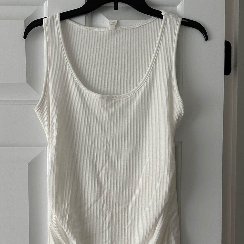 White Ribbed Maternity Tank Dress